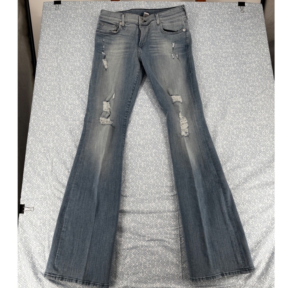 True Religion Becca Mid Rise Bootcut Distressed Jeans Light Wash Size 30